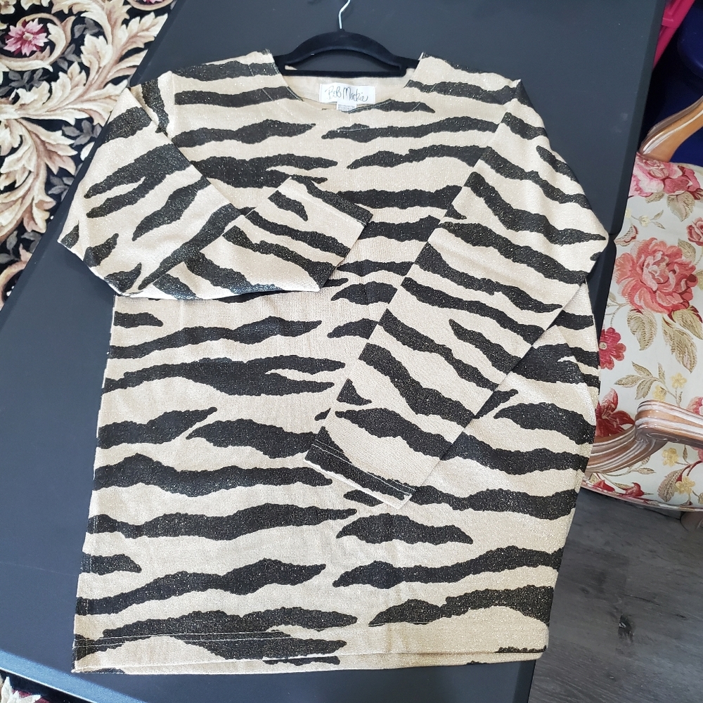 Bob Mackie Vintage tunic style top TIGER Gold Black Size P/M Designer - Picture 15 of 16